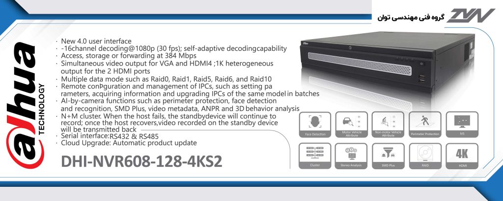 دستگاه 128 کانال NVR داهوا مدل Dahua DHI-NVR608-128-4KS2