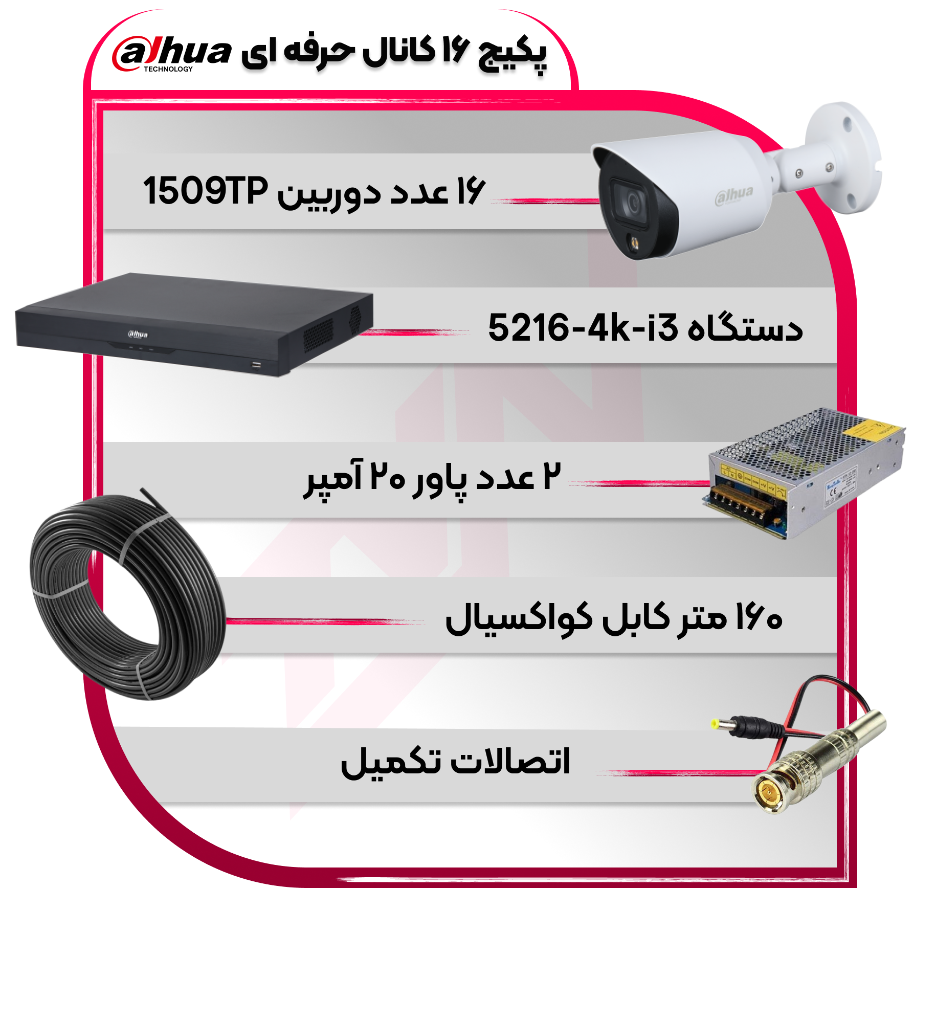 پکیج دوربین و دستگاه 16 کاناله سری حرفه ای