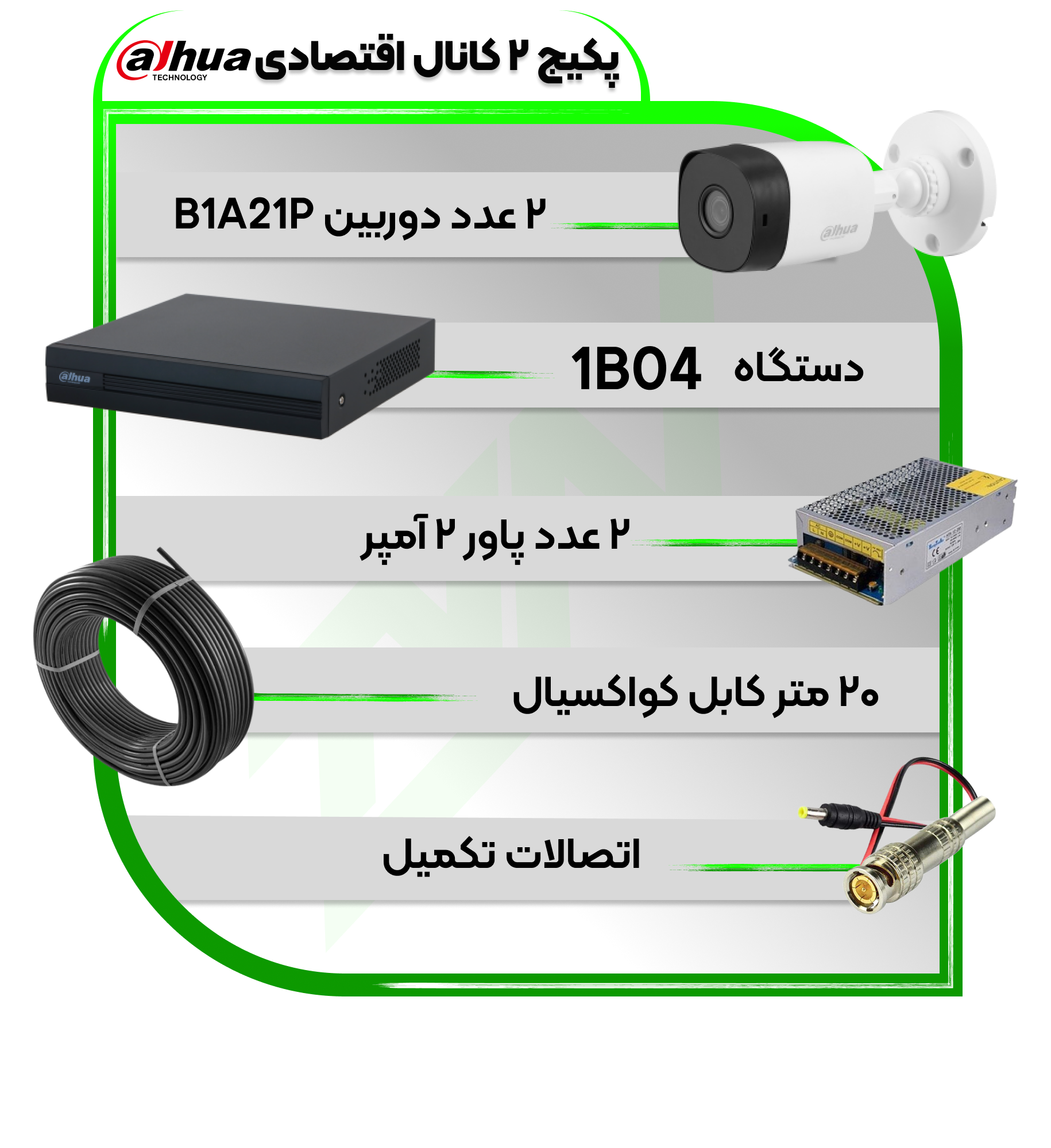 پکیج دوربین و دستگاه 2 کانال سری اقتصادی