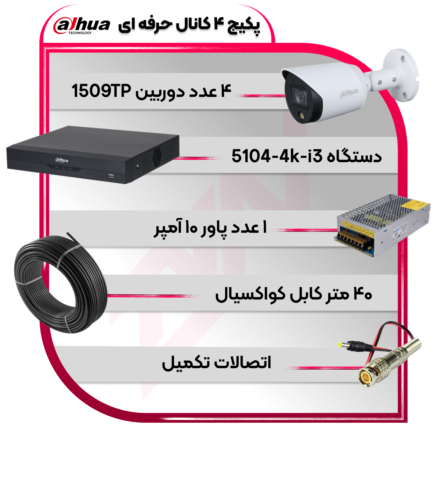پکیج دوربین و دستگاه 4 کانال سری حرفه ای